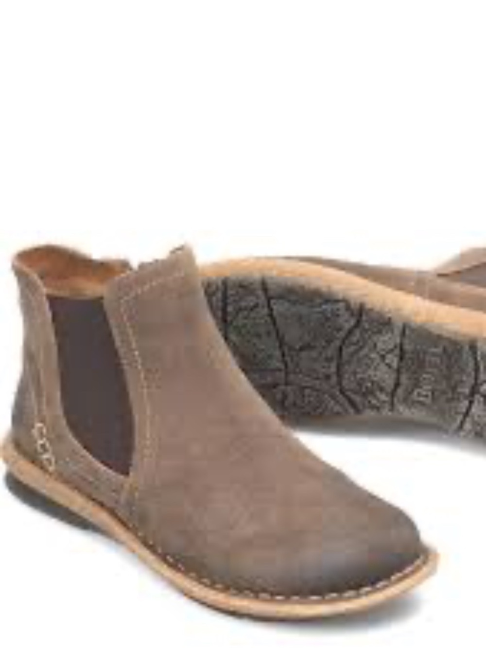 Born Tabby Taupe Avola Distressed Tan Suede Size 7